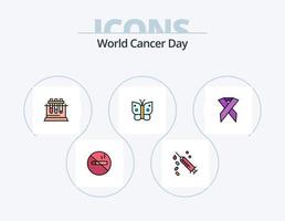linha do dia mundial do câncer cheia de ícones do pacote 5 design de ícones. paciente. Ame. prédio. coração. Câncer vetor