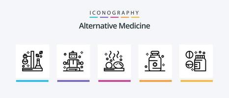 pacote de ícones da linha 5 de medicina alternativa, incluindo remédios. pulmões. sabão. hospital. cuidados com a pele. design de ícones criativos vetor