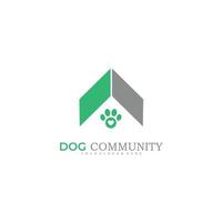 modelo de símbolo de logotipo de telhado de cachorro colorido vetor