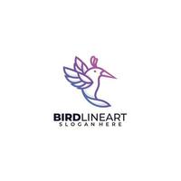 colibri pássaro linha arte logotipo design gradiente cor vetor