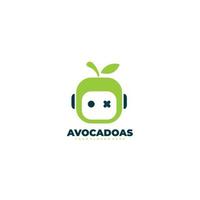 logotipo de fruta abacate com modelo de design de robô vetor