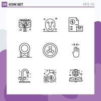 9 ícones criativos sinais e símbolos modernos de pagamento de licença em dinheiro de medalha nuclear elementos de design de vetores editáveis