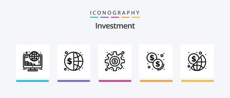 pacote de ícones de linha 5 de investimento, incluindo investimento. orçamento. lar. moedas. investimento. design de ícones criativos vetor