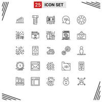 pacote de ícones vetoriais de estoque de 25 sinais e símbolos de linha para rosquinhas de outono loja de rosquinha conversa elementos de design de vetores editáveis