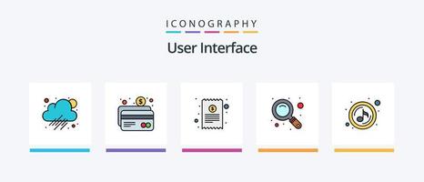 linha de interface do usuário cheia de 5 ícones incluindo . Sino. idéia. alarme. engrenagem. design de ícones criativos vetor