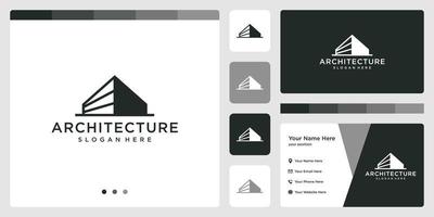 logotipo do edifício arquitetônico com modelo de design de logotipo imobiliário. cartão de visitas. vetor