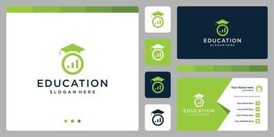 faculdade, pós-graduação, campus, design de logotipo educacional. e logotipos de investimento. cartão de visitas vetor