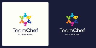 vetor de design de logotipo de equipe de rede social e logotipo de chapéu de chef.