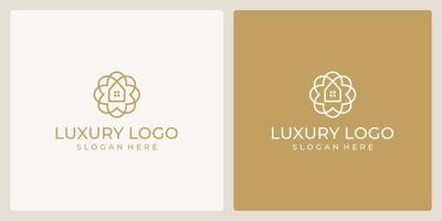 logotipo de beleza de flor de luxo com modelo de linha abstrata. vetor