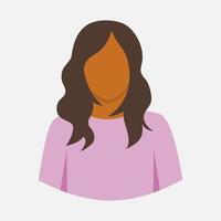 garota sem rosto na camisa roxa com lindos penteados ondulados. design de ilustração vetorial para banner, pôster, mídia social, site e elementos. vetor