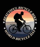 linda bicicleta design de camiseta do dia mundial da bicicleta vetor