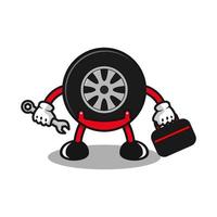 logotipo da mascote do pneu mecânico vetor