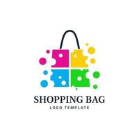 logotipo colorido da sacola de compras de bolhas vetor