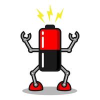 design de desenho animado de bateria de robô vetor