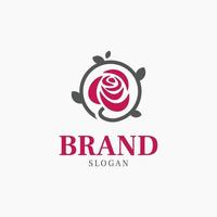 círculo rosa ramo logotipo florista vetor