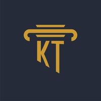 monograma de logotipo inicial kt com imagem vetorial de design de ícone de pilar vetor