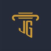 monograma de logotipo inicial jg com imagem vetorial de design de ícone de pilar vetor