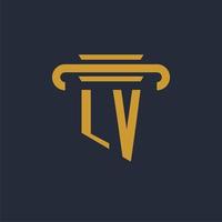 monograma de logotipo inicial lv com imagem vetorial de design de ícone de pilar vetor