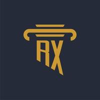 monograma de logotipo inicial rx com imagem vetorial de design de ícone de pilar vetor