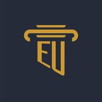 monograma de logotipo inicial da ue com imagem vetorial de design de ícone de pilar vetor