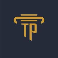monograma de logotipo inicial tp com imagem vetorial de design de ícone de pilar vetor