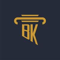 monograma de logotipo inicial bk com imagem vetorial de design de ícone de pilar vetor