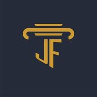 monograma de logotipo inicial jf com imagem vetorial de design de ícone de pilar vetor