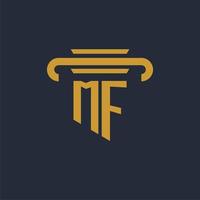 monograma de logotipo inicial mf com imagem vetorial de design de ícone de pilar vetor