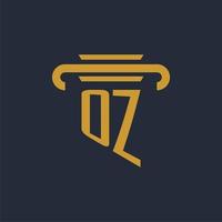 monograma de logotipo inicial oz com imagem vetorial de design de ícone de pilar vetor