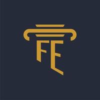 monograma de logotipo inicial fe com imagem vetorial de design de ícone de pilar vetor