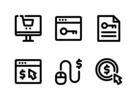 conjunto simples de ícones de linha vetorial de marketing digital vetor