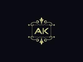 ícone inicial do logotipo ak, design exclusivo do logotipo da carta de luxo ak vetor