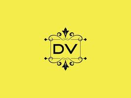 ícone colorido do logotipo do dv, estoque minimalista do logotipo da carta de luxo do dv vetor