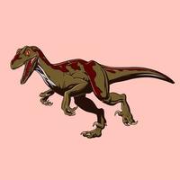 dinossauro raptor colorido desenhado no estilo cartoon. atacando o predador no estilo pop art. ilustração vetorial vetor