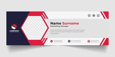 design de modelo moderno de assinatura de e-mail corporativo. emailers banner de mídia social da web pessoal minimalista de negócios pessoais. vetor