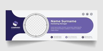 design de modelo moderno de assinatura de e-mail corporativo. emailers banner de mídia social da web pessoal minimalista de negócios pessoais. vetor