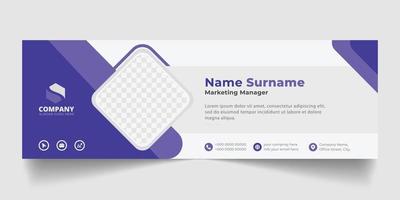 design de modelo moderno de assinatura de e-mail corporativo. emailers banner de mídia social da web pessoal minimalista de negócios pessoais. vetor