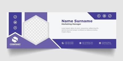 design de modelo moderno de assinatura de e-mail corporativo. emailers banner de mídia social da web pessoal minimalista de negócios pessoais. vetor