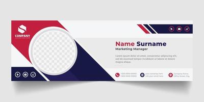 design de modelo moderno de assinatura de e-mail corporativo. emailers banner de mídia social da web pessoal minimalista de negócios pessoais. vetor