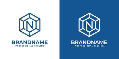 logotipo de diamante hexagonal n inicial, adequado para qualquer empresa com inicial n. vetor