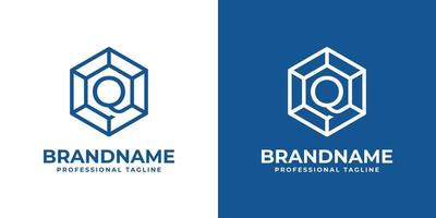 logotipo de diamante hexagonal q inicial, adequado para qualquer negócio com inicial q. vetor