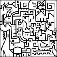 desenho de doodle de quebra-cabeça animal. estilo infantil. vetor