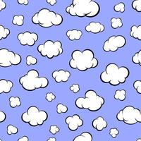 padrão de nuvens brancas de desenho animado em um céu azul para impressão e decoração. ilustração vetorial. vetor