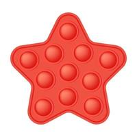 brinquedo popping brinquedo de silicone estrela vermelha brilhante para inquietações. brinquedo de desenvolvimento sensorial de bolha viciante para dedos de crianças. ilustração vetorial isolada vetor