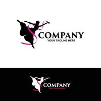 dançarina de balé vetorial com design de logotipo de fita vetor
