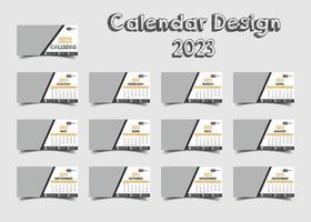 modelo de calendário de ano novo de 2023 ou design de calendário vetor