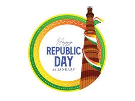 26 de janeiro com bandeira arte indiana celebração feliz dia da república saudações da índia. projeto de ilustração vetorial. vetor