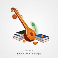 feliz saraswathi puja post de mídia social vetor