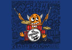 Crazy Monster Drummer Vector