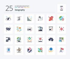 Geografia Pacote de ícones de 25 cores planas, incluindo viagens. destino. viagem. pescaria. peixe vetor